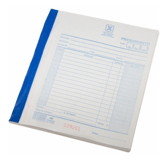 TALONARIO PRESUPUESTO GRANDE ( x uni)